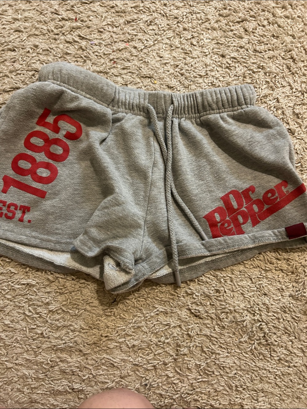 Dr Pepper Gray Athletic Lounge Shorts with Red Logo